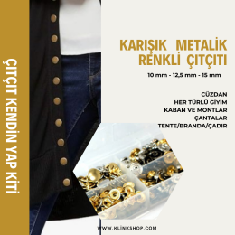 12,5 mm Ebatında 4 Farklı Metalik Renkli Çıtçıt - 
