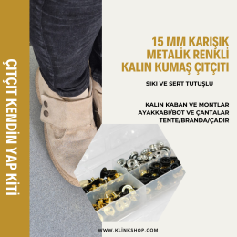 15 mm Ebatında 4 Farklı Metalik Renkli KALIN KUMAŞ Çıtçıtı - 