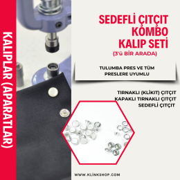  9,5 mm Delikli, Sedefli, Kapaklı Klikıt Çıtçıt İçin Pres Makinesine uygun KOMBO APARAT SETİ - KlinkShop