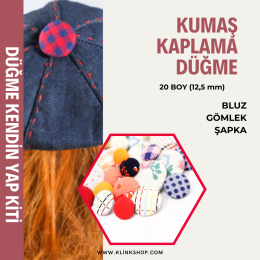 20 Boy 12,5 mm Kumaş Kaplamalı Düğme Yapımı Paketleri - KlinkShop